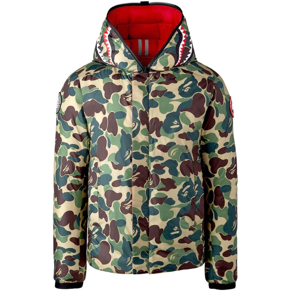 BAPE x CANADA GOOSE x CONCEPTS Crofton Shark Hoodie Red/ABC Camo - Picture 1 of 17